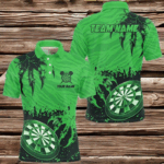 Funny Claw Dartboard Green Men Darts Polo & Quarter-Zip Shirt Custom Team League Darts Shirts TDM2653
