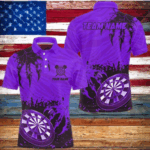 Funny Claw Dartboard Purple Men Darts Polo & Quarter-Zip Shirt Custom Team League Darts Shirts TDM2652