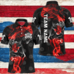 Smoke Canada Flag Darts Polo, Quarter-Zip Shirts Custom Patriotic Dart Shirts For Men Dart Jerseys TDM2633