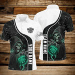 Turquoise Death Skeleton Darts Men Polo & Quarter-Zip Custom Darts Shirts For Team Darts Jerseys TDM2627