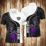 Purple Death Skeleton Darts Men Polo & Quarter-Zip Custom Darts Shirts For Team Darts Jerseys TDM2626