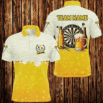 Personalized Yellow Funny Darts And Beer Men Dart Shirts, Drinking Darts Team Jerseys, Dart Gifts TDM2609