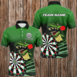 Personalized Green Funny Crocodilian Darts Shirts For Men, Darts Team Jerseys, Darts Gifts TDM2608