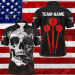 Personalized Large Darts Arrow Smoke Skull Dart Shirts For Men, Scary Darts Team Jerseys | Red TDM2595