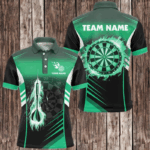 Personalized Darts Fire Arrow Men Dart Polo Shirts Custom Flame Dart Shirt Darts Jersey | Green TDM2591