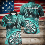 Personalized 3D Glitter Men Darts Shirts Custom Team Dart League Shirts Dart Jerseys |Turquoise TDM2581