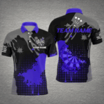 Personalized Grunge Paint Darts Polo & 1/4 Zip Shirts For Men Best Darts Shirts Team Jersey |Purple TDM2389