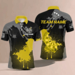Personalized Grunge Paint Darts Polo & 1/4 Zip Shirts For Men Best Darts Shirts Team Jersey |Yellow TDM2388