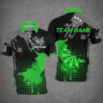 Personalized Grunge Paint Darts Polo & 1/4 Zip Shirts For Men, Best Darts Shirts Team Jersey |Green TDM2387