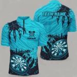 Funny Claw Dartboard Turquoise Men Darts Quarter-Zip Shirt Custom Team League Darts Shirts TDM1459