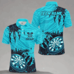 Funny Claw Dartboard Turquoise 3D Printed Men Darts Polo Shirts Custom Team League Darts Shirts TDM1459