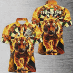 Personalized Darts Board Fire Flame 3D Tiger Custom Darts Shirts For Men Team League Darts Jerseys TDM2561