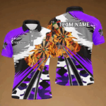3D Dartboard Fire Men Darts Polo & Quarter-Zip Shirts Custom Camo Purple Darts Team Jerseys TDM2556
