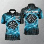 Funny 3D Dartboard Storm Thunder Custom Darts Shirts For Men Team League Darts Jerseys | Blue TDM2550