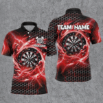 Funny 3D Dartboard Storm Thunder Custom Darts Shirts For Men Team League Darts Jerseys | Red TDM2549