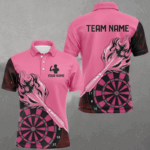 Custom Pink Darts Jerseys For Men Personalized Flame Arrow Darts Polo & Quarter Zip Shirts For Team TDM2530