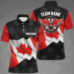 Waving Canada Flag Men Darts Polo & Quarter-Zip Shirt Custom Eagle Patriotic Darts Jersey Shirt TDM2509