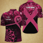 Pink Ribbon Breast Cancer Awareness Darts Shirt For Men Custom Breast Cancer Shirts For Darts Lover TDM2507