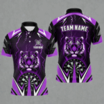 Personalized Tiger 3D Printed Darts Shirts For Men Custom Thunder Lightning Purple Darts Jersey TDM2479