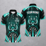Personalized Tiger 3D Printed Darts Shirts For Men Custom Thunder Lightning Turquoise Darts Jersey TDM2478