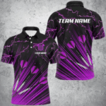 Purple Dart Arrow Lightning Custom Darts Polo, Quarter-Zip Shirts For Men, Darts Jerseys Uniform TDM2637