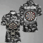 Personalized Retro Skull Pattern Darts Shirts For Men Custom Funny Skull Darts Jerseys For Team TDM2472