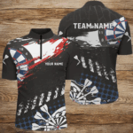 Personalized Grunge Style Men Darts Quarter-Zip Shirts Custom Name Retro Darts Team Jersey TDM1463