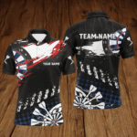 Personalized Grunge Style Darts Polo Shirts Custom Retro Darts Shirts For Men Darts Team Jersey TDM1463