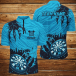 Funny Claw Dartboard Blue Men Darts Quarter-Zip Shirts Customized Team League Darts Shirts TDM1457