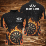 Custom Orange Darts Flaming Men Darts Quarter-Zip Shirts, Team Jersey Darts League Shirts TDM1455