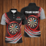 Personalized Black Red Lighting Dart Board 3D Men Darts Polo Shirts Custom Darts Team Jerseys TDM1349
