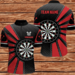 Personalized Black Red Dartboard Men Darts Quarter-Zip Shirts Custom Darts Team Jerseys TDM1339