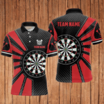 Personalized Black Red Dartboard Men Darts Polo Shirts Custom Name Unique Darts Team Jerseys TDM1339