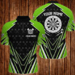 Black And Green Dartboard Men Darts Quarter-Zip Shirt Customized Darts Team Jersey Uniform TDM1337