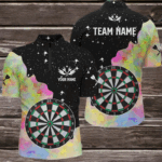 Dart Board Colorful And Grunge Style Men Dart Quarter-Zip Shirts Custom Darts Team Jersey TDM1336