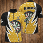 Personalized Darts Board Black Yellow Dart Men Quarter-Zip Shirt Custom Darts Team Jerseys TDM1255