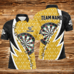 Personalized Darts Board Black Yellow Darts Polo Shirts For Men Custom Darts Team Jerseys Attire TDM1255