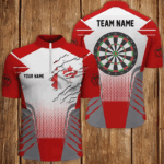 Canada Flag Men Dart Quarter-Zip Shirt Custom Patriotic Dart Shirts For Team Darts Jerseys TDM1251