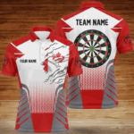White Red Canada Flag Men Darts Polo Shirts Custom Patriotic Darts Shirts For Team Darts Jerseys TDM1251