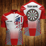US Flag Men Darts Quarter-Zip Shirts Custom Patriotic Darts Shirts For Team Darts Jerseys TDM1250