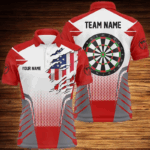 White Red US Flag Men Darts Polo Shirts Custom Patriotic Darts Shirts For Team Darts Jerseys TDM1250