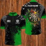 Personalized Paint Red 3D Dartboard Men Quarter-Zip Shirts Custom Darts Jerseys Attire TDM1249